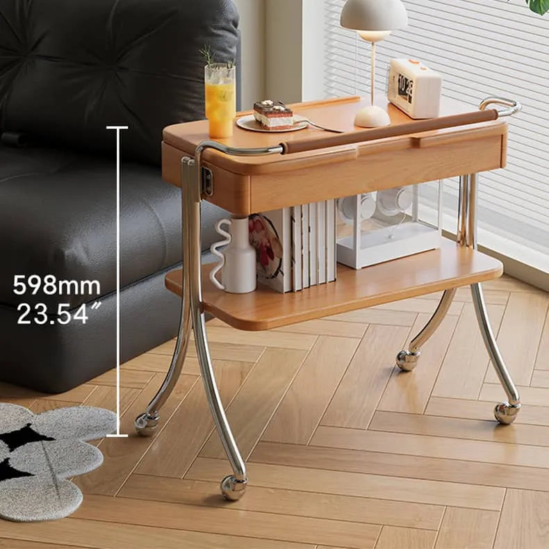 Stylish Multi-Purpose Storage Rack with Beech Wood & Stainless Steel Finish hns-4129