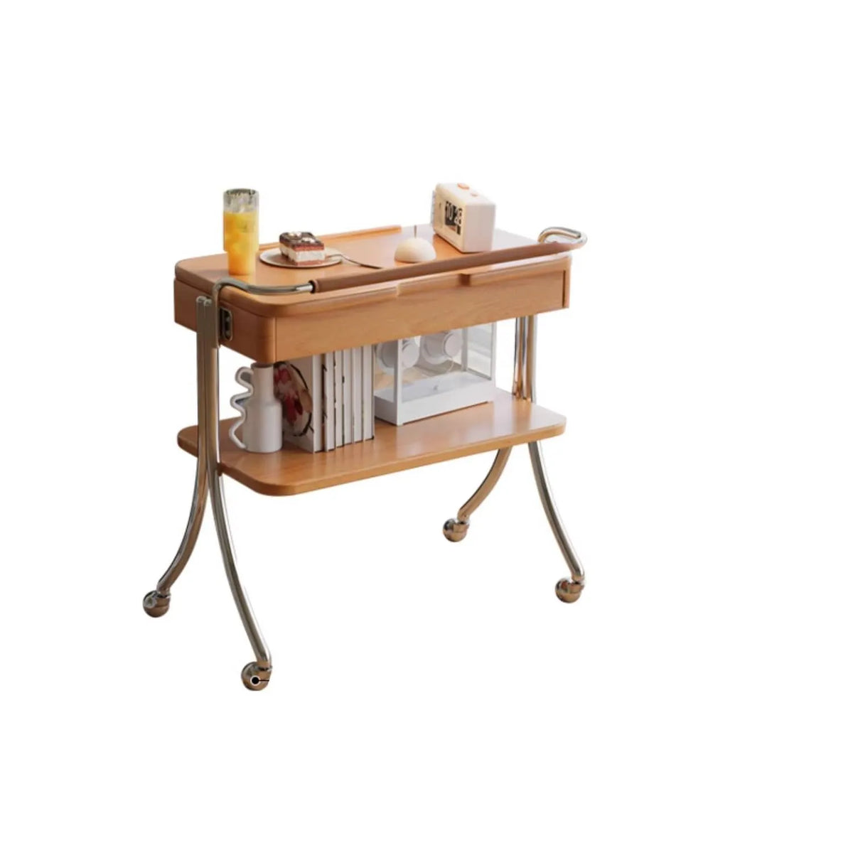 Stylish Multi-Purpose Storage Rack with Beech Wood & Stainless Steel Finish hns-4129