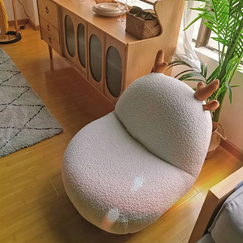 Cozy Deer Antler Sofa Chair - Plush Velvet & Wooden Base for Kids Room Decor hns-4130