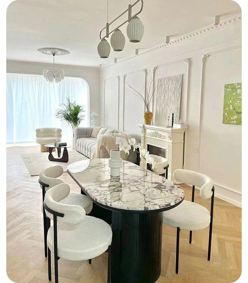 Modern Sintered Stone Dining Table with Marble Finish - Stylish Multi-layer Board Design for Elegant Dining Experiences hny-5221