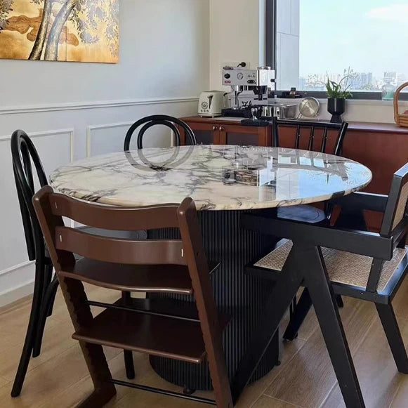 Elegant Sintered Stone Round Dining Table - Luxurious Multi-Layer Design for Modern Interiors hny-5223