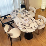 Elegant Multi-Layer Board Dining Table with Sintered Stone Top – Modern Round Design for Stylish Dining Spaces hny-5225