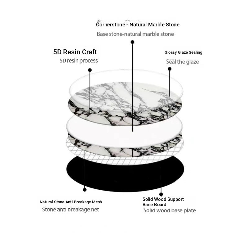 Elegant Multi-Layer Board Dining Table with Sintered Stone Top – Modern Round Design for Stylish Dining Spaces hny-5225