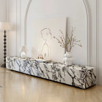 Elegant Sintered Stone & Solid Wood TV Stand - Modern Marble Design for Stylish Living Spaces hny-5229