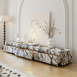 Elegant Sintered Stone & Solid Wood TV Stand - Modern Marble Design for Stylish Living Spaces hny-5229