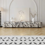 Elegant Sintered Stone & Solid Wood TV Stand - Modern Marble Design for Stylish Living Spaces hny-5229