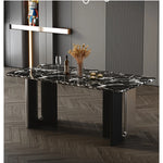 Stylish Sintered Stone Dining Table with Stainless Steel Legs - Modern Multi-Layer Design for Elegant Dining Spaces hny-5230