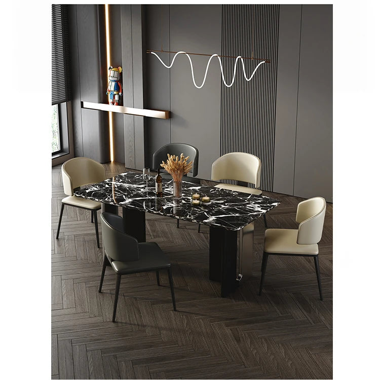 Stylish Sintered Stone Dining Table with Stainless Steel Legs - Modern Multi-Layer Design for Elegant Dining Spaces hny-5230