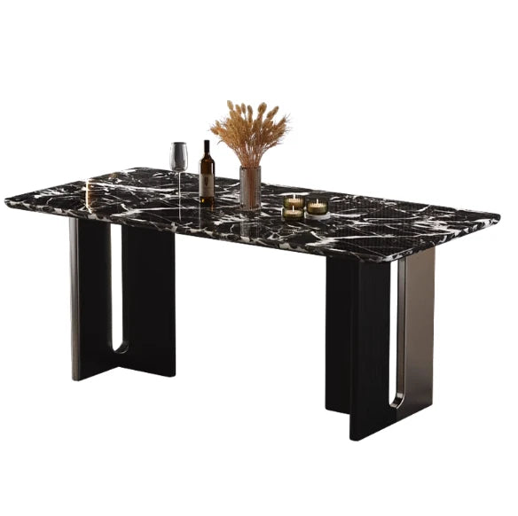 Stylish Sintered Stone Dining Table with Stainless Steel Legs - Modern Multi-Layer Design for Elegant Dining Spaces hny-5230
