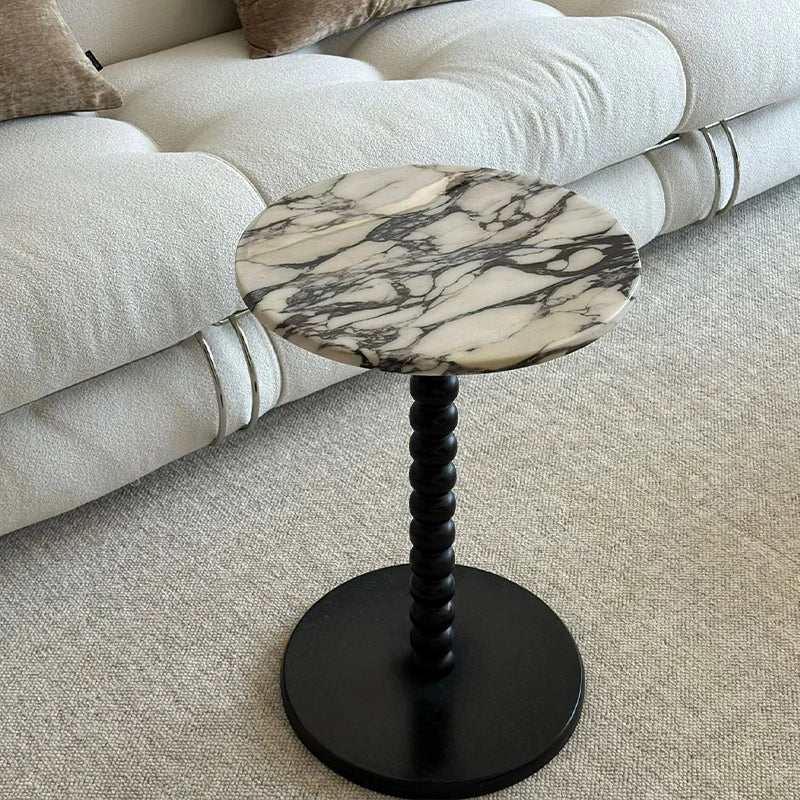 Stylish Sintered Stone Coffee Table with Solid Wood Base - Modern Marble Finish for Home Decor hny-5232