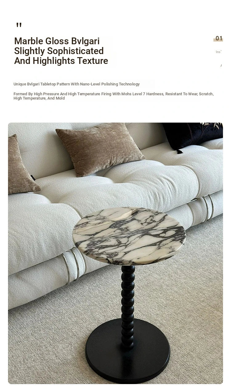 Stylish Sintered Stone Coffee Table with Solid Wood Base - Modern Marble Finish for Home Decor hny-5232