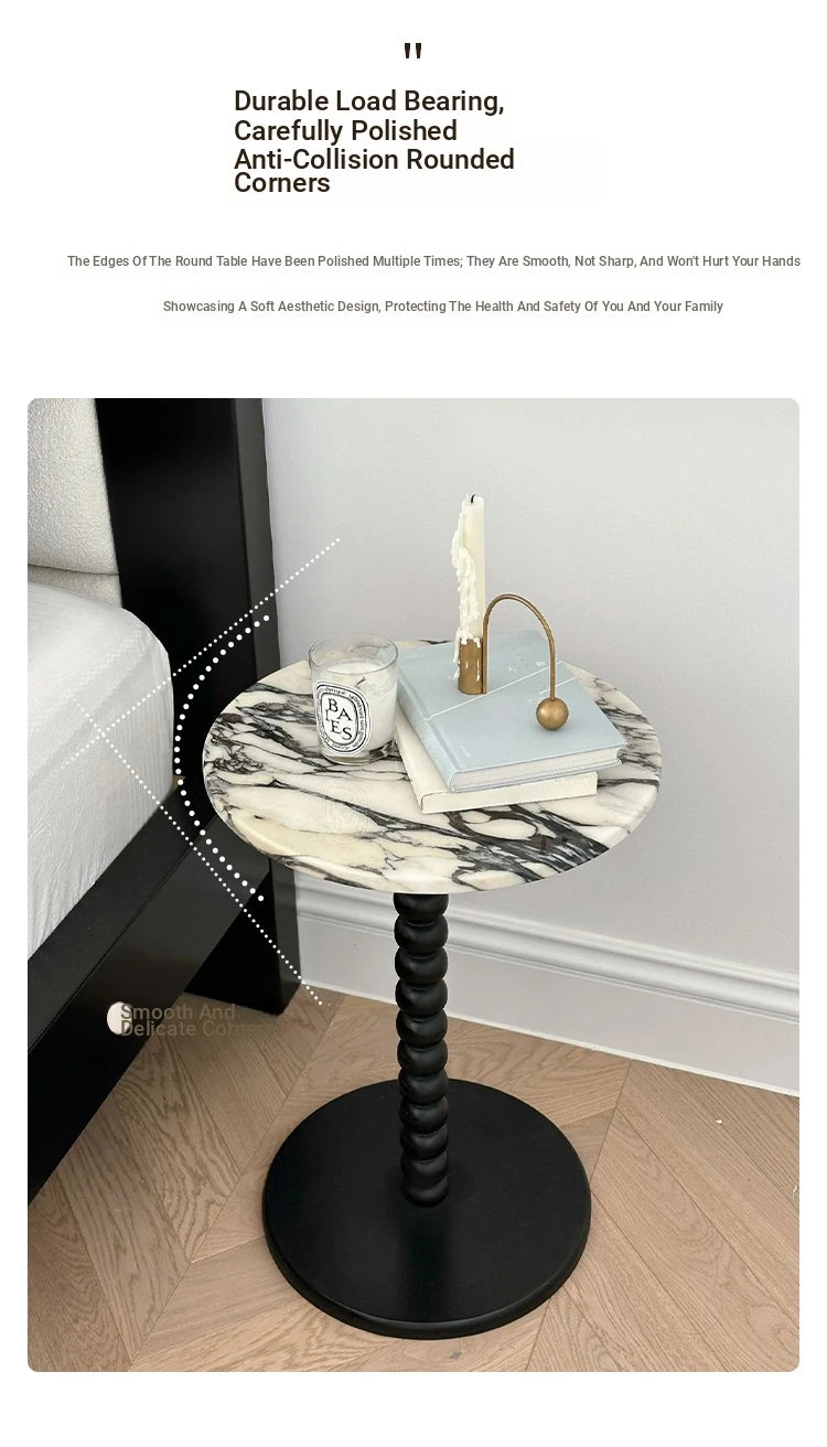 Stylish Sintered Stone Coffee Table with Solid Wood Base - Modern Marble Finish for Home Decor hny-5232