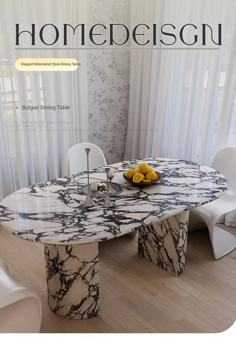 Elegant Oval Sintered Stone Dining Table with Contemporary Design - Perfect for Modern Homes hny-5233