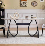 Elegant Sintered Stone Dining Table with Multi-Layer Board - Modern Oval Design for Stylish Dining Spaces hny-5235