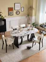 Elegant Sintered Stone Dining Table with Multi-Layer Board - Modern Oval Design for Stylish Dining Spaces hny-5235