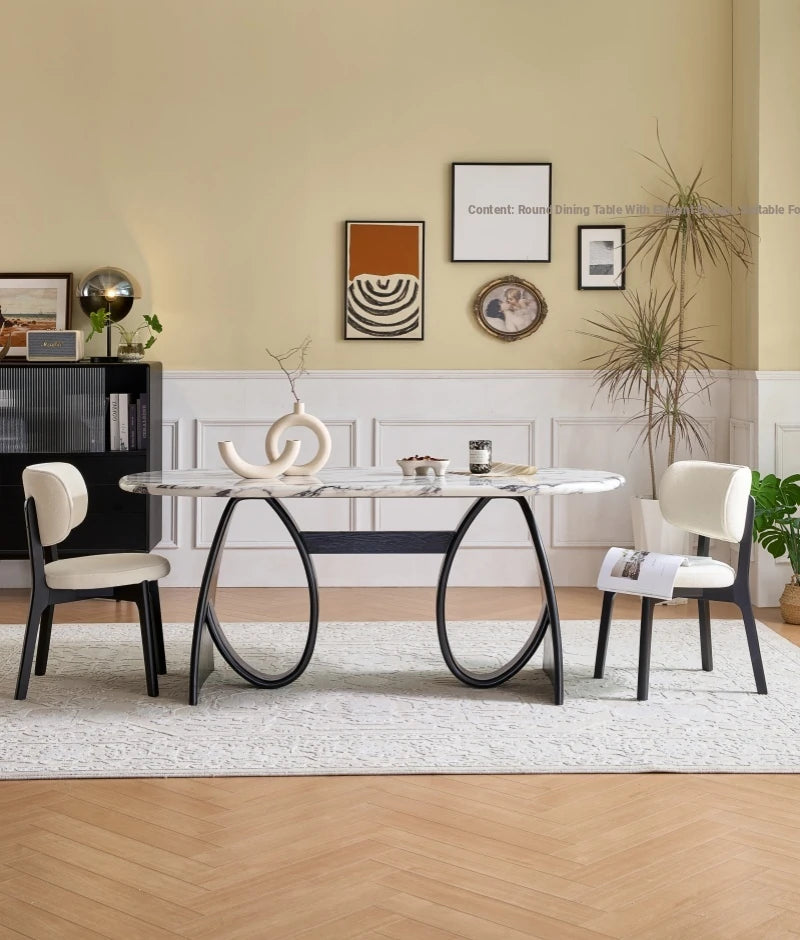 Elegant Sintered Stone Dining Table with Multi-Layer Board - Modern Oval Design for Stylish Dining Spaces hny-5235