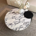 Elegant Round Coffee Table in Sintered Stone with Modern Black Accents - Perfect for Stylish Living Rooms hny-5236
