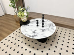 Elegant Round Coffee Table in Sintered Stone with Modern Black Accents - Perfect for Stylish Living Rooms hny-5236