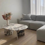 Elegant Sintered Stone Coffee Table - Chic Oval Design for Modern Living Rooms hny-5237