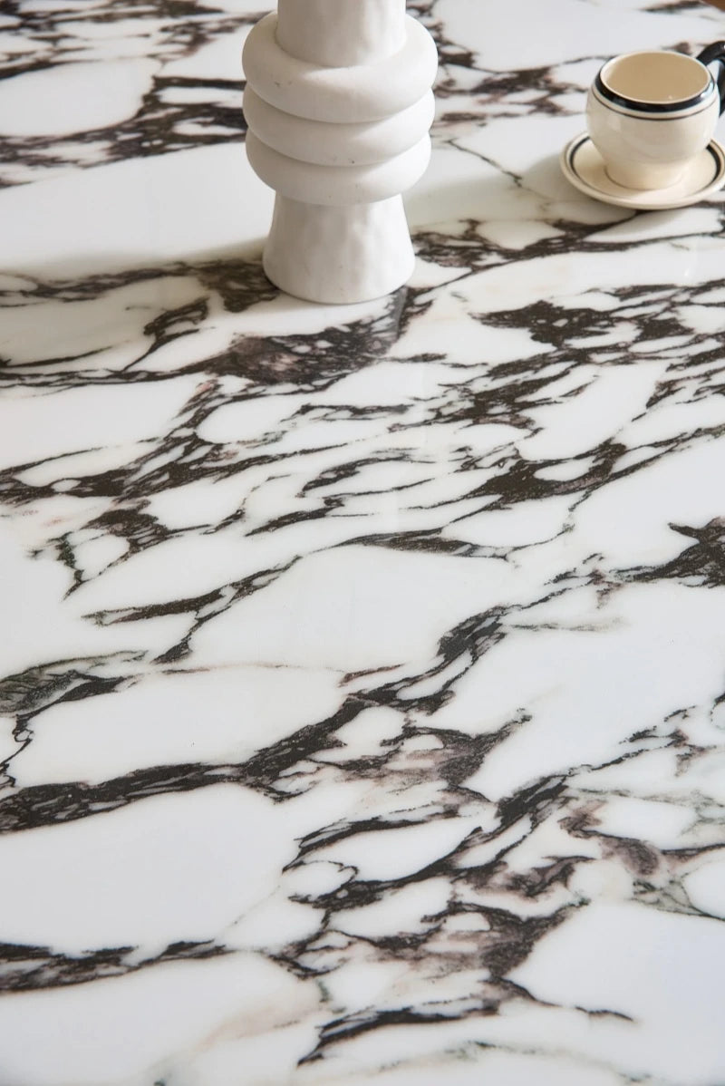 Stylish Sintered Stone Multi-Layer Board Dining Table - Modern Round Design for Elegant Dining Spaces hny-5238