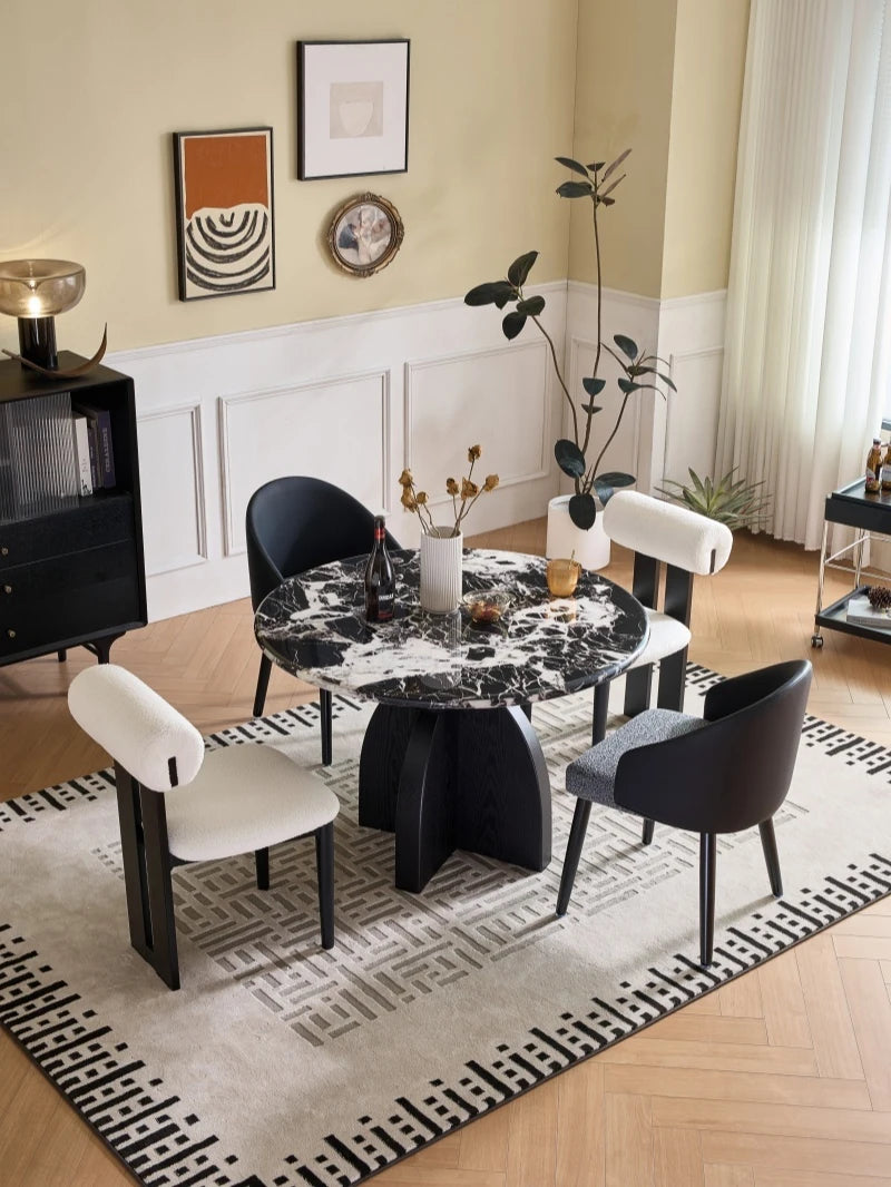 Stylish Sintered Stone Multi-Layer Board Dining Table - Modern Round Design for Elegant Dining Spaces hny-5238