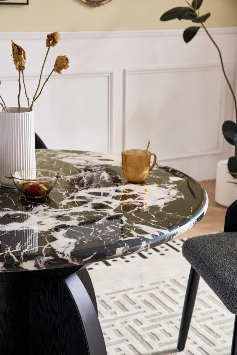 Stylish Sintered Stone Multi-Layer Board Dining Table - Modern Round Design for Elegant Dining Spaces hny-5238