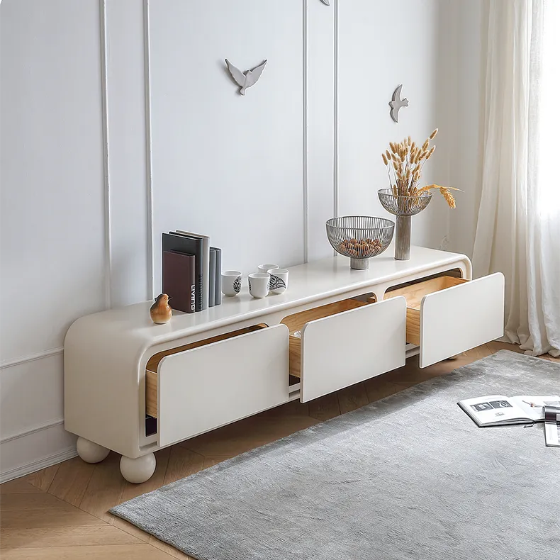 Stylish Oak Pine Multi-Layer TV Stand - Modern White Entertainment Center hqlw-4024