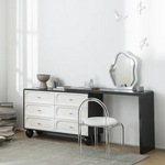 Elegant Oak Pine Makeup Vanity with Mirror and Storage Drawers – Perfect for Modern Bedrooms hqlw-4029