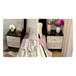 Modern Oak Pine Nightstand with Dual Drawers - Stylish Bedroom Storage Solution hqlw-4034
