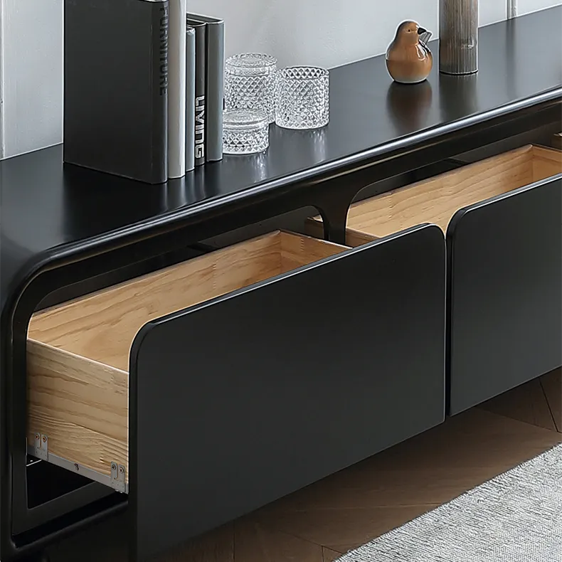 Sleek Black Oak Pine Multi-Layer TV Stand - Modern Living Room Furniture hqlw-4037