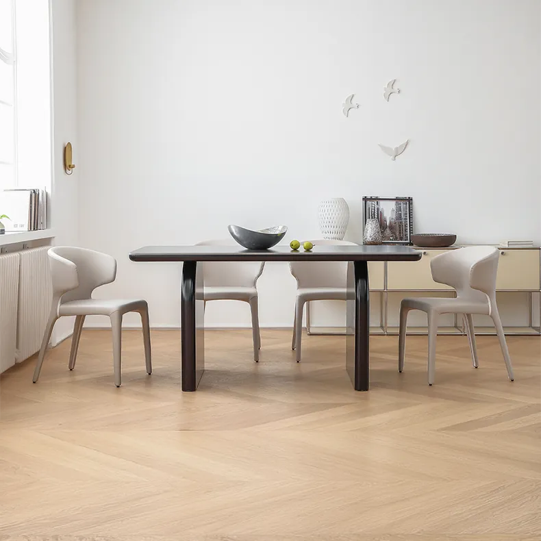 Modern Dining Table - Stylish Ceramic Stone & Stainless Steel Design for Your Home hqlw-4041
