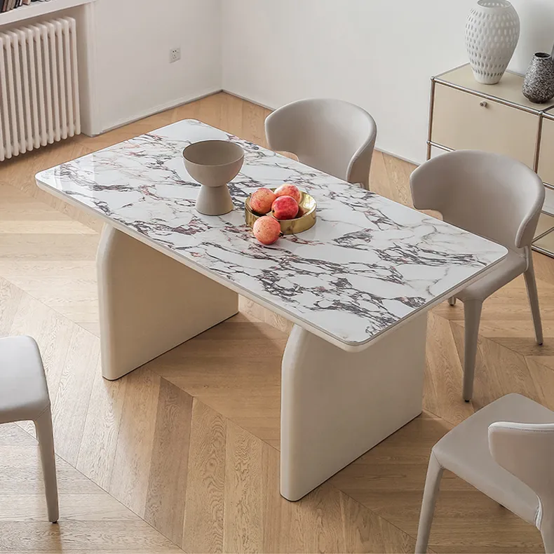 Modern Dining Table - Stylish Ceramic Stone & Stainless Steel Design for Your Home hqlw-4041