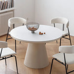 Modern Round Dining Table – Ceramic & Stainless Steel with Sleek Density Board Finish hqlw-4043