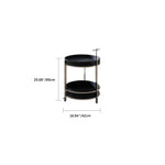 Modern Black Synthetic Leather & Stainless Steel Side Table - Stylish Round Design with Handles and Wheels hqlw-4044