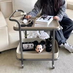 Stylish Stainless Synthetic Leather Tea Table with Wheels – Elegant Multi-Level Serving Cart for Modern Living Spaces hqy-5201