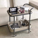 Stylish Stainless Synthetic Leather Tea Table with Wheels – Elegant Multi-Level Serving Cart for Modern Living Spaces hqy-5201