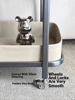 Stylish Stainless Synthetic Leather Tea Table with Wheels – Elegant Multi-Level Serving Cart for Modern Living Spaces hqy-5201