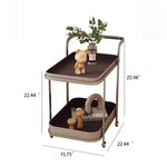 Stylish Stainless Synthetic Leather Tea Table with Wheels – Elegant Multi-Level Serving Cart for Modern Living Spaces hqy-5201