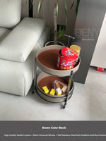 Stylish Stainless Synthetic Leather Tea Table on Wheels - Modern Console with Elegant Design for Living Room Decor hqy-5203