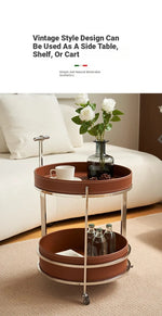 Stylish Stainless Synthetic Leather Tea Table on Wheels - Modern Console with Elegant Design for Living Room Decor hqy-5203