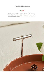 Stylish Stainless Synthetic Leather Tea Table on Wheels - Modern Console with Elegant Design for Living Room Decor hqy-5203