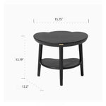 Chic Black Ash Wood Side Table with Unique Cloud Design and Lower Shelf hrn-5253