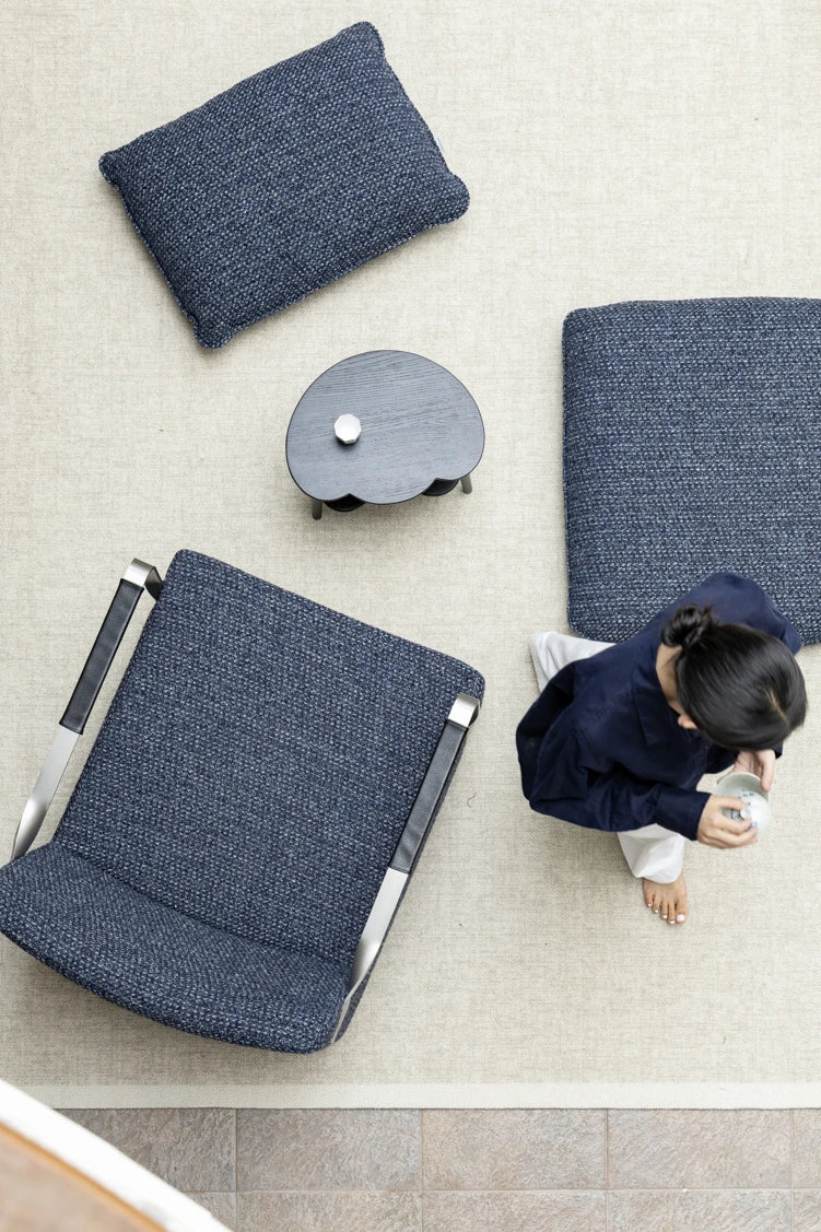 Chic Black Ash Wood Side Table with Unique Cloud Design and Lower Shelf hrn-5253