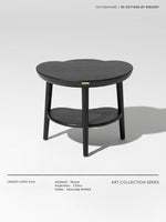 Chic Black Ash Wood Side Table with Unique Cloud Design and Lower Shelf hrn-5253