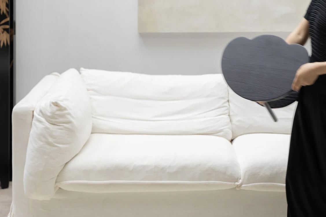 Chic Black Ash Wood Side Table with Unique Cloud Design and Lower Shelf hrn-5253