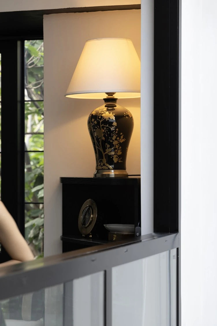 Chic Black Ash Wood Side Table with Unique Cloud Design and Lower Shelf hrn-5253