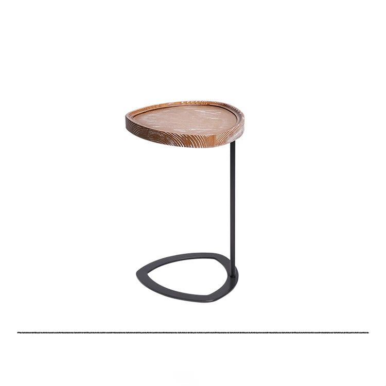 Stylish Ash Wood and Steel Side Table - Modern Accent Furniture for Any Room hrn-5255
