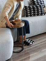 Stylish Ash Wood and Steel Side Table - Modern Accent Furniture for Any Room hrn-5255