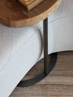 Stylish Ash Wood and Steel Side Table - Modern Accent Furniture for Any Room hrn-5255