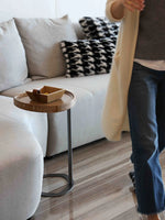 Stylish Ash Wood and Steel Side Table - Modern Accent Furniture for Any Room hrn-5255